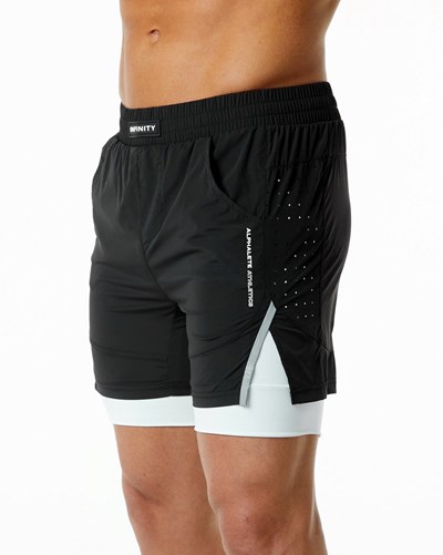 Alphalete Compression Gefütterte Woven Sport Kurzes Schwarz Weiß | HX1250674