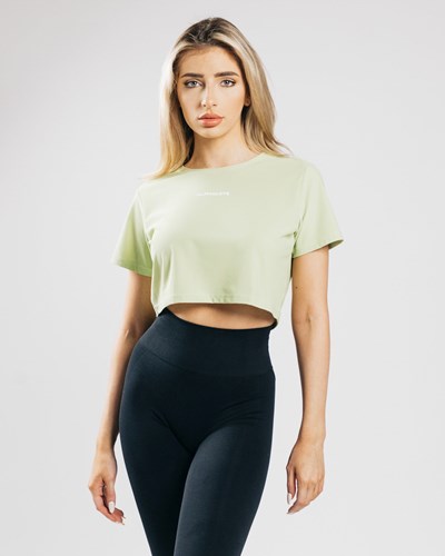 Alphalete Cropped Laufschuhe Kurzes Sleeve Hellgrün | ZY3745268