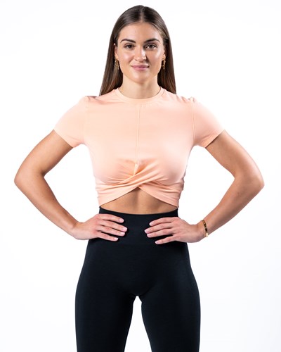 Alphalete Cropped Premium Kurzes Sleeve Koralle | XZ7318952