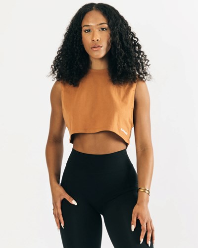 Alphalete Heavy Baumwoll Cropped Cutoff Clay | CX8140792