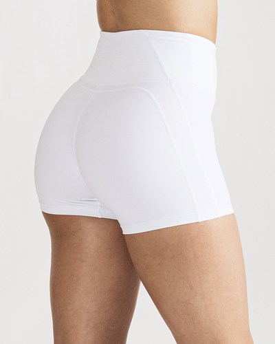 Alphalete High-Waisted Medium Compression 4" Kurzes Weiß | TN4730925