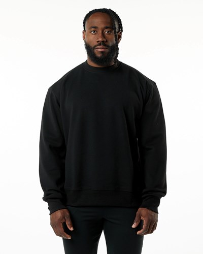 Alphalete Luxury Velvet Gefütterte Pullover Schwarz | PG5912806