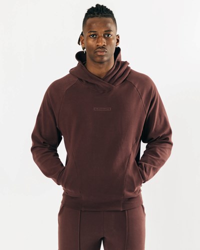 Alphalete Relaxed Single-Brushed Pullover Hoodie Mahogany | IN9840623